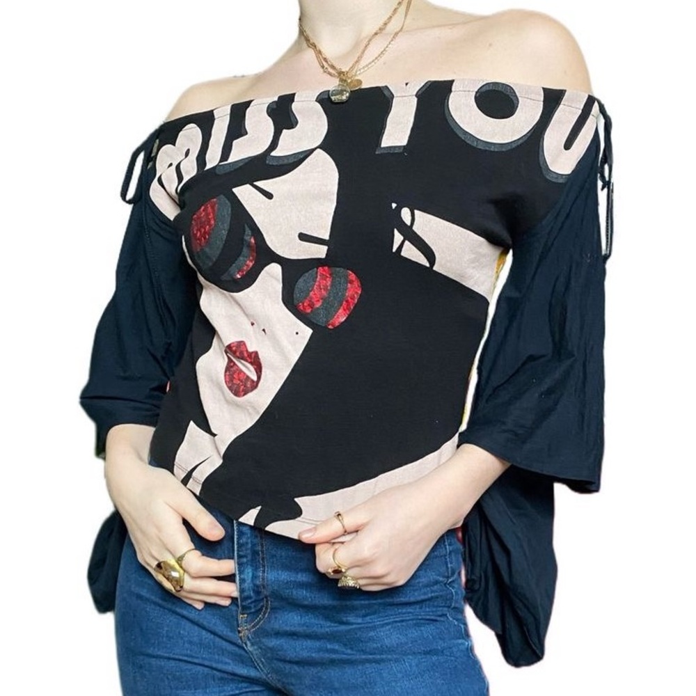VTG 2000s Custo Barcelona Off the Shoulder Flare Top
